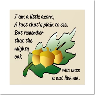 "I am a little acorn" poem with acorn and leaf design Posters and Art